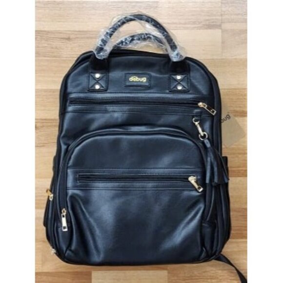 New Vegan Leather Diaper Bag Backpack for Boy Girl with Changing Pad and Pacifie - Picture 2 of 4